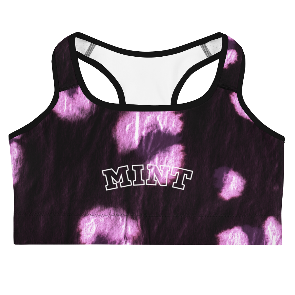 Pink Soda Sports medium support polyester sports bra in leopard