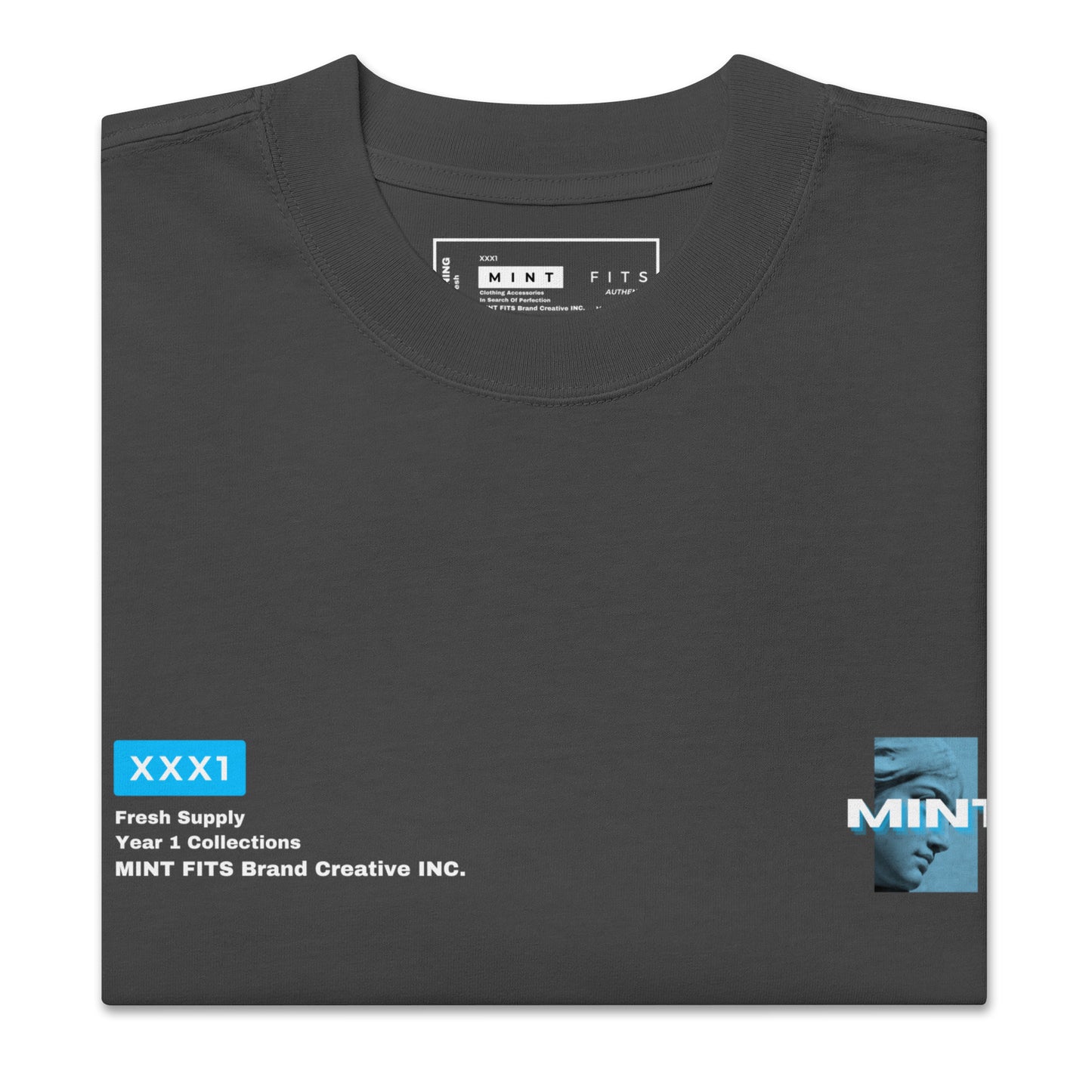 Mint Oversized Reach For More Faded Black Tee