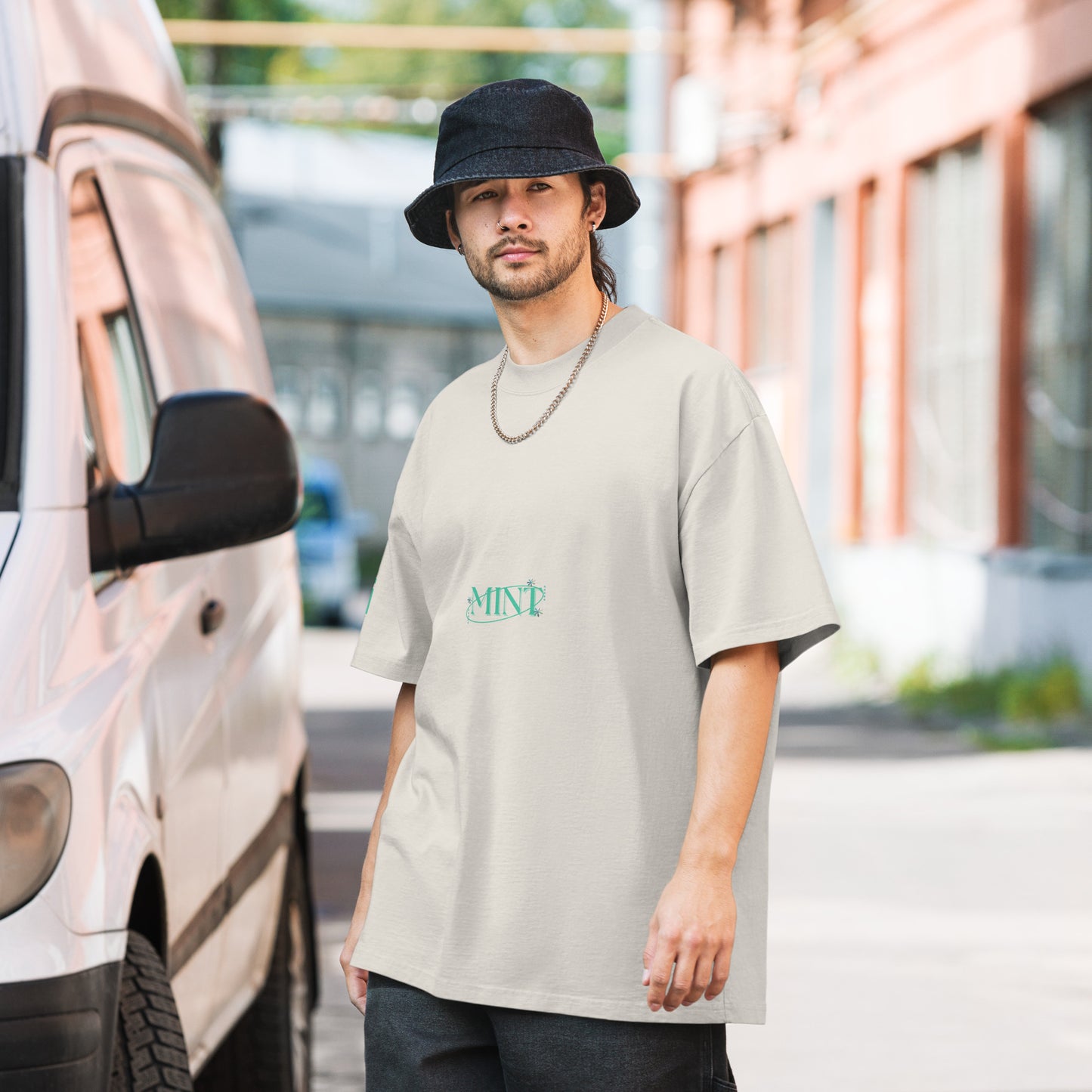 Mint Oversized Wave Club Bone White Faded Tee