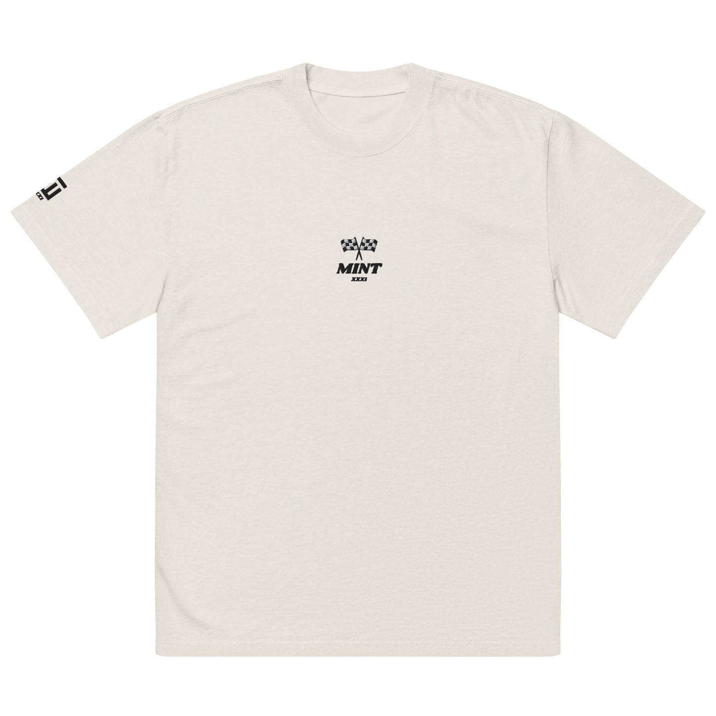 Mint Oversized Embroidered Winners Tee in Faded White