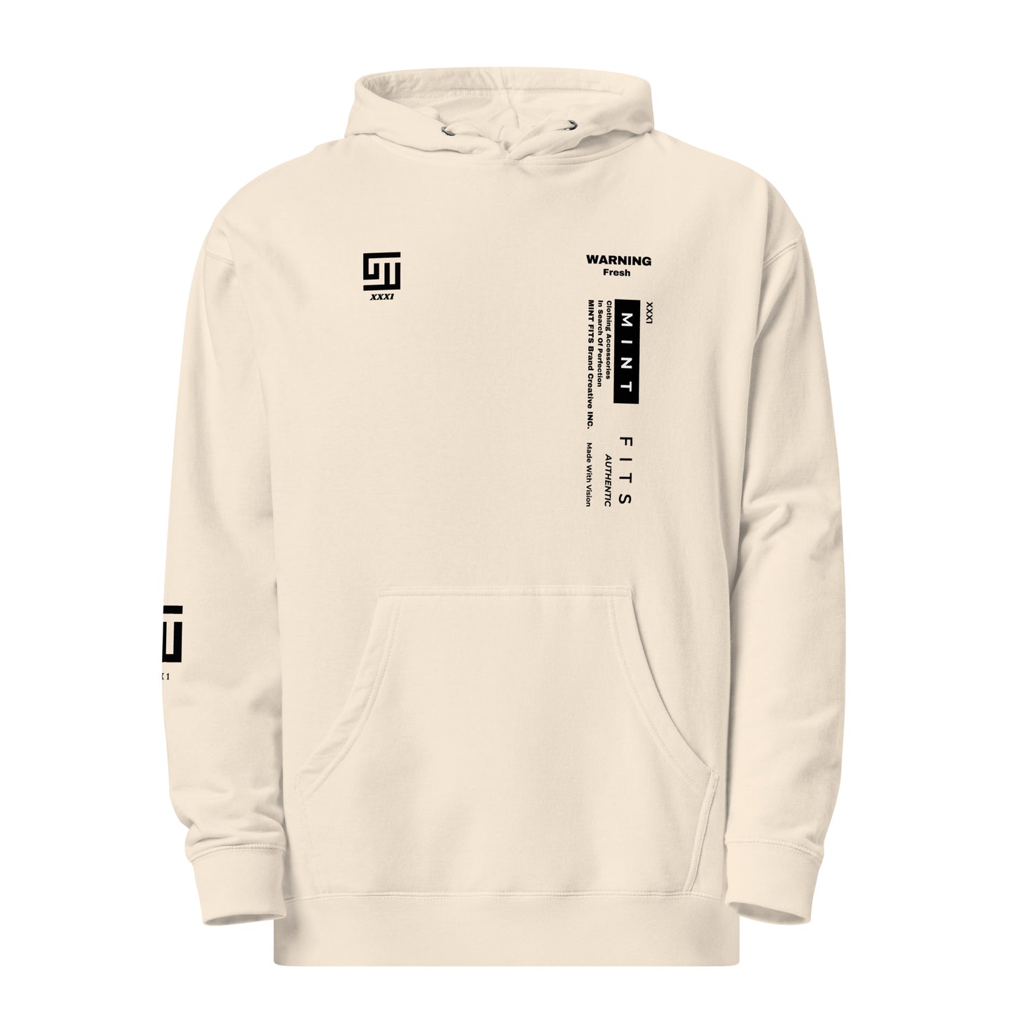Mint Mid-weight Label Bone white hoodie