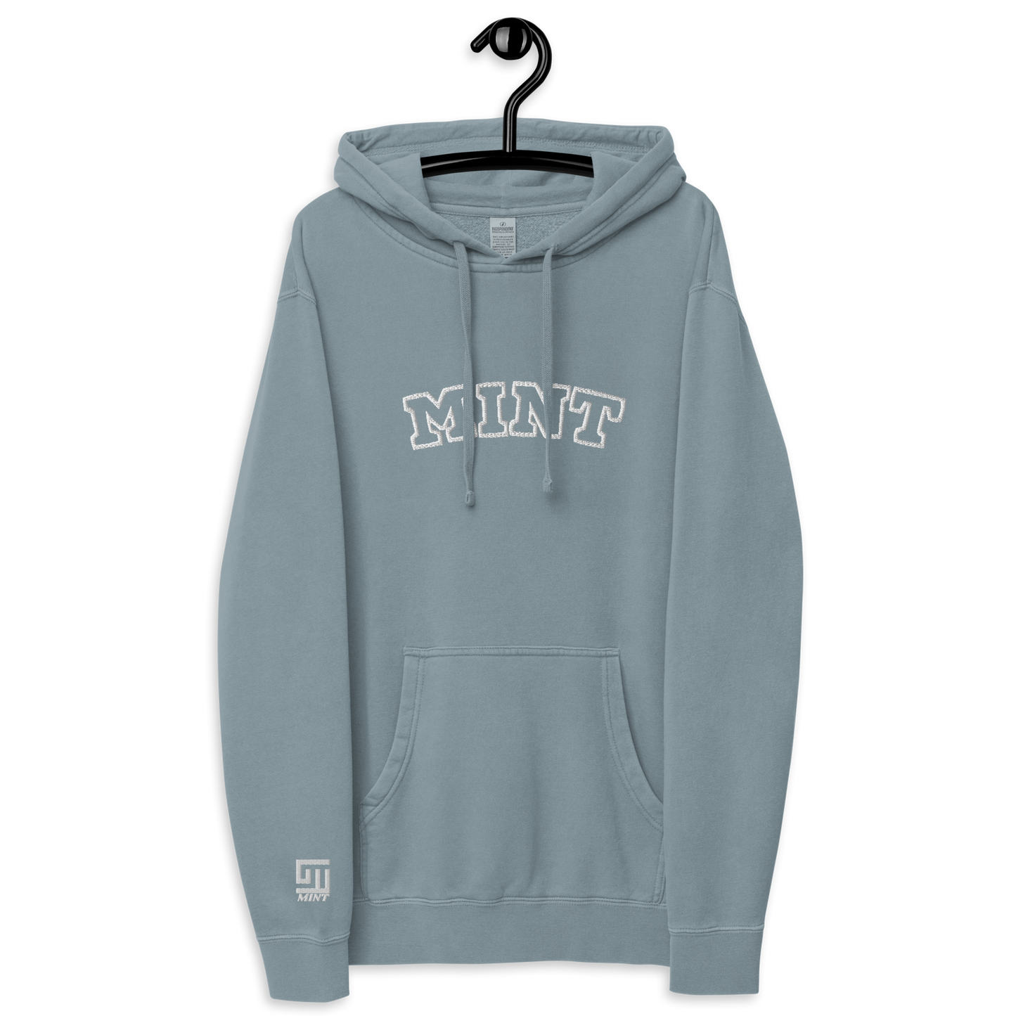 Mint Pigment-dyed hoodie Embroidery Slate Blue