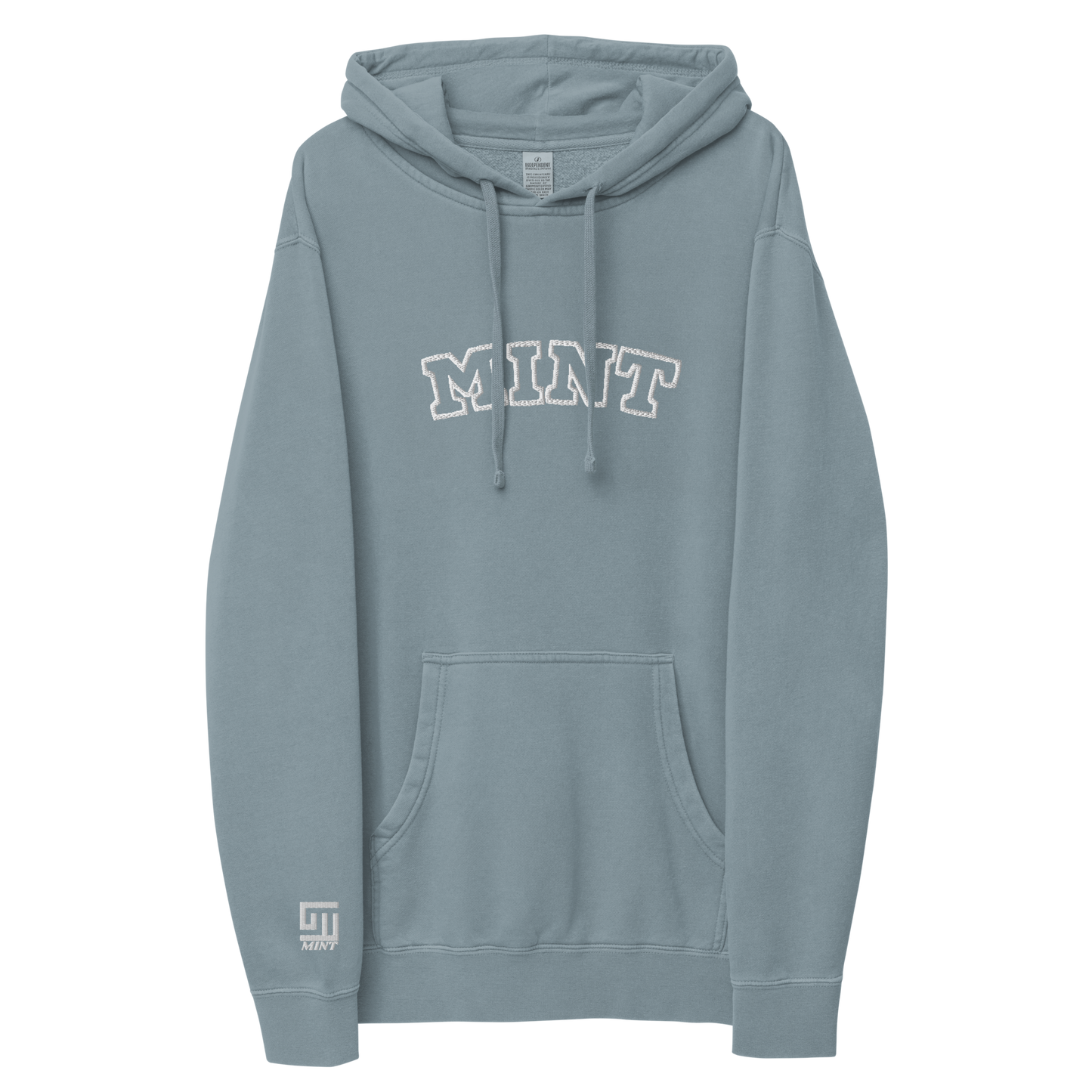 Mint Pigment-dyed hoodie Embroidery Slate Blue
