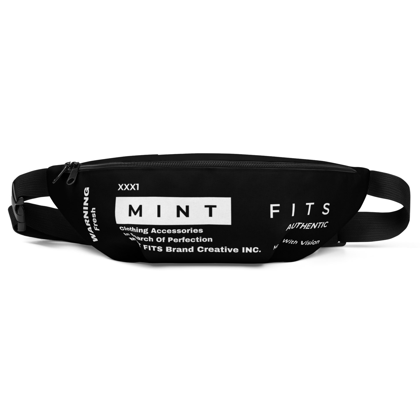 Mint Label Black Fanny Pack