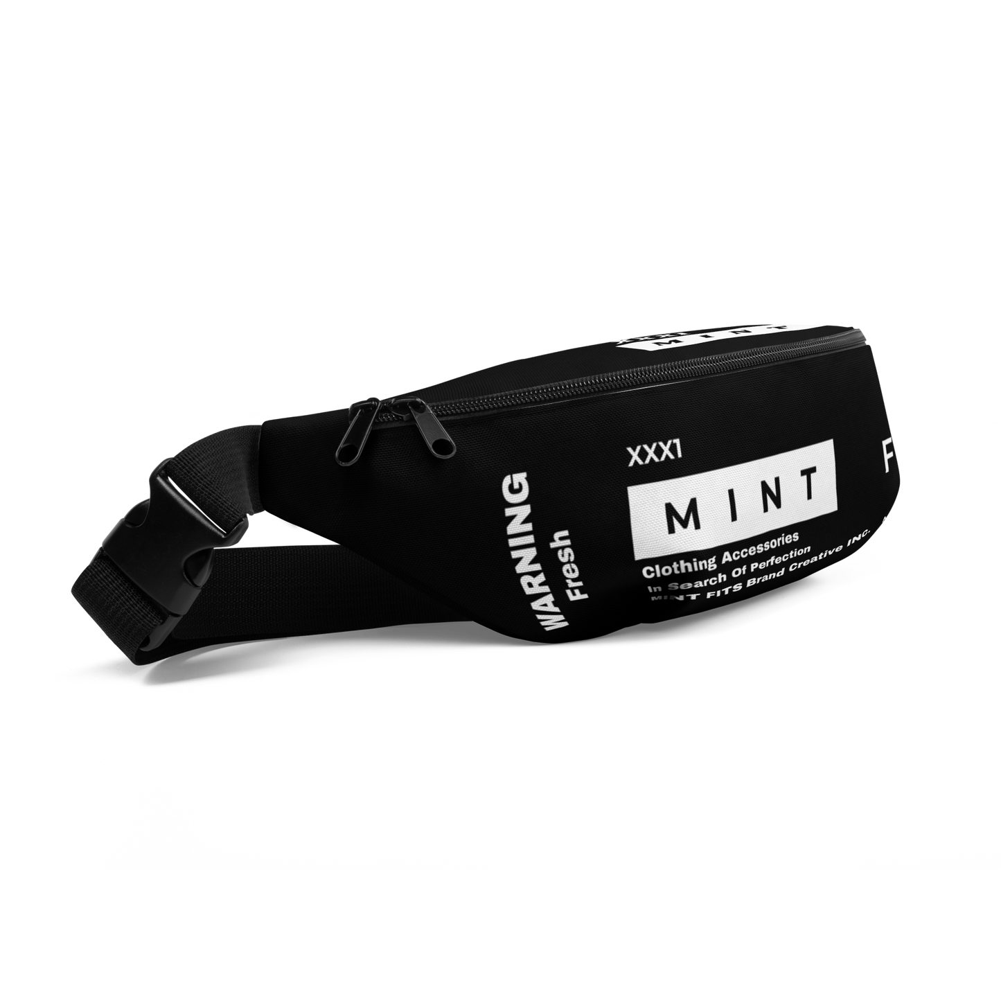 Mint Label Black Fanny Pack