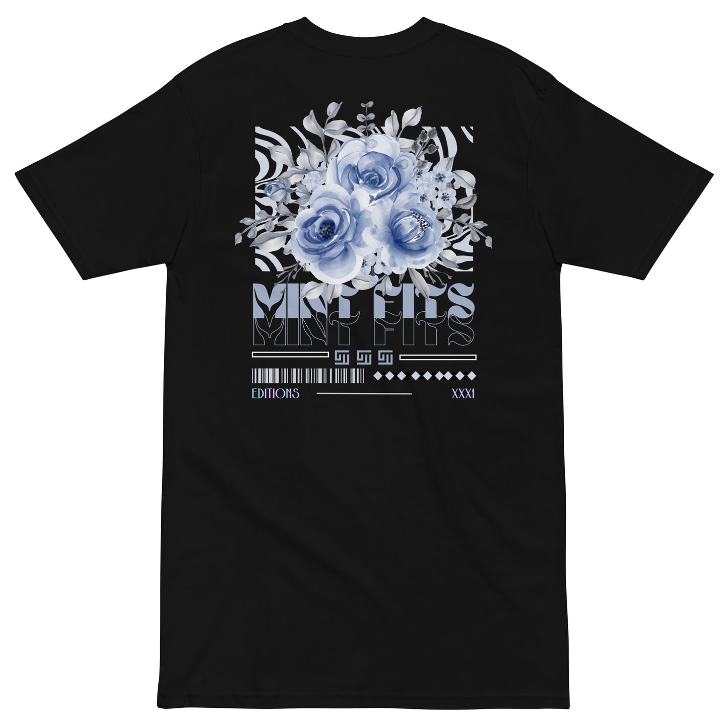 Mint Heavyweight Winter Flowers Black Tee