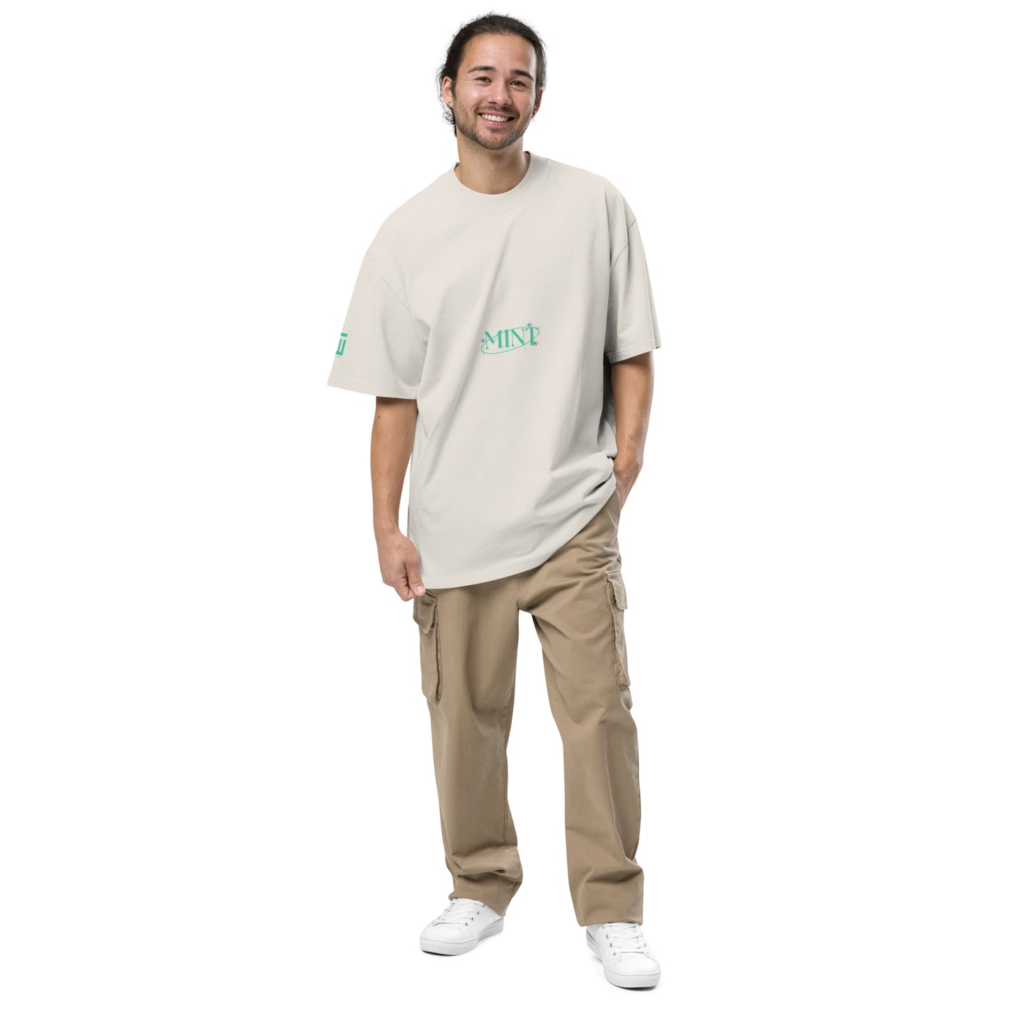 Mint Oversized Wave Club Bone White Faded Tee