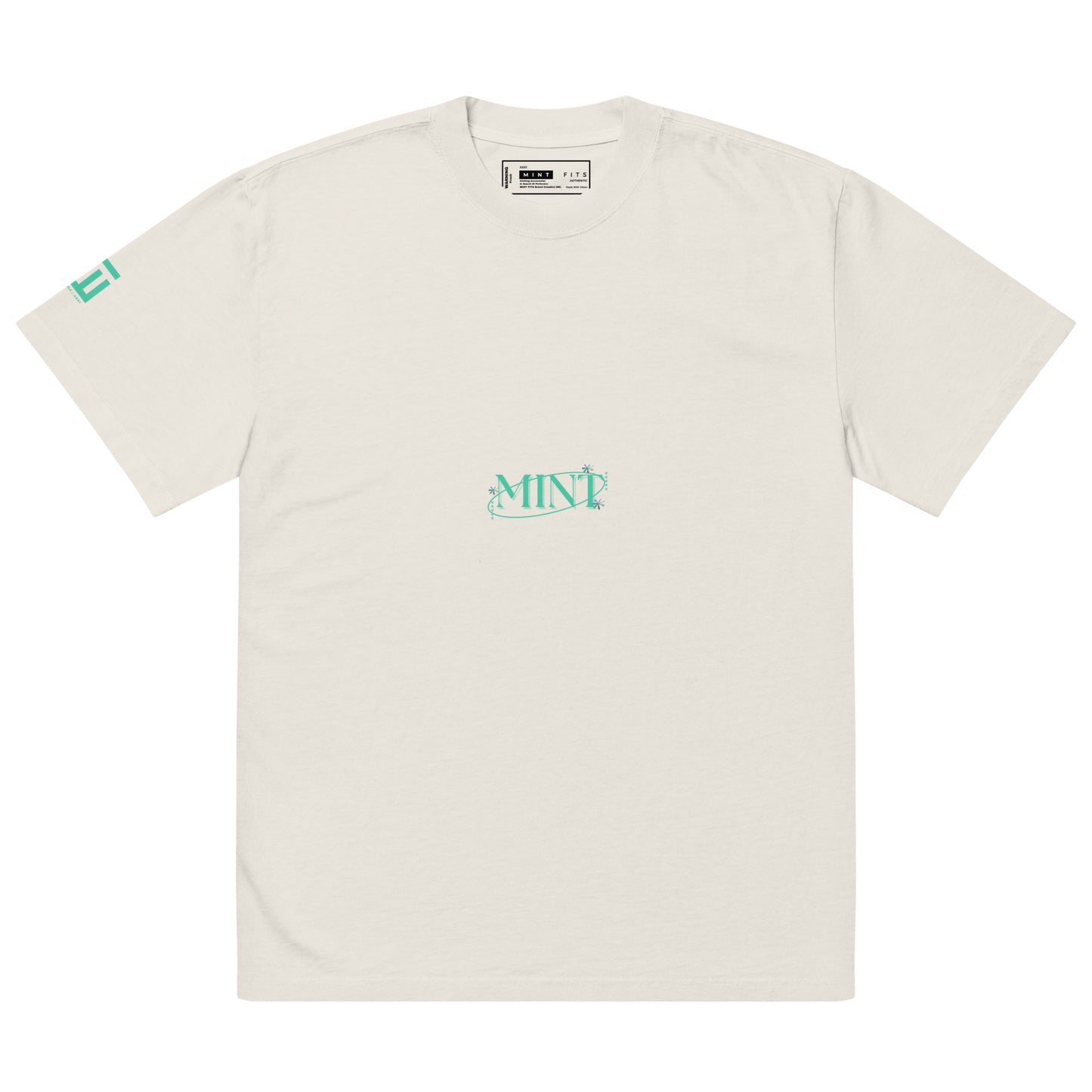 Mint Oversized Wave Club Bone White Faded Tee