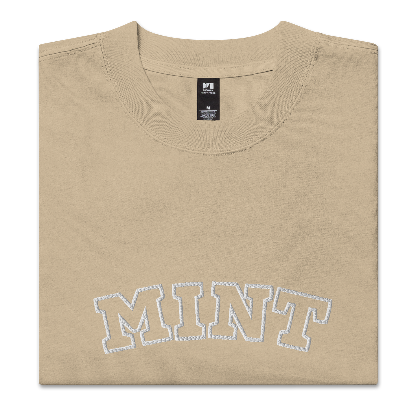 Mint Oversized Embroidery Faded Khaki Tee