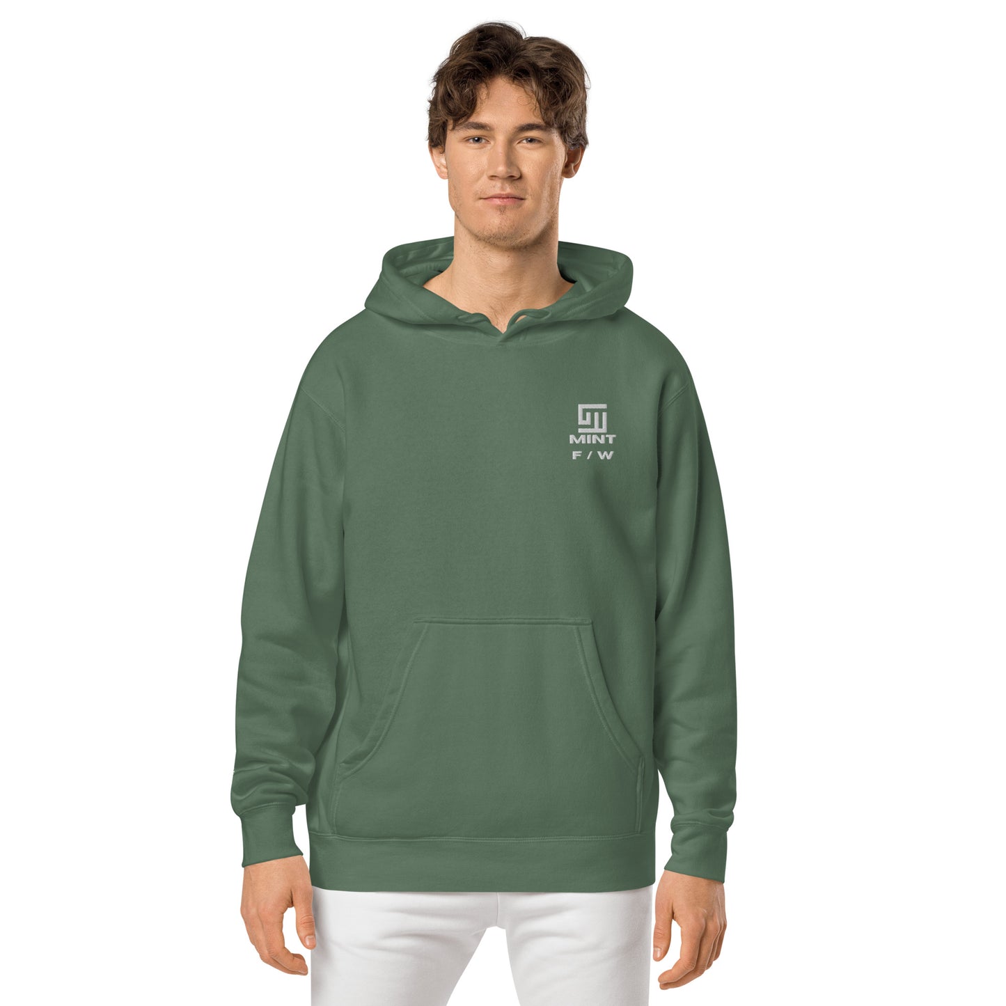 Mint Pigment-dyed Embroidery Labyrinth Logo hoodie