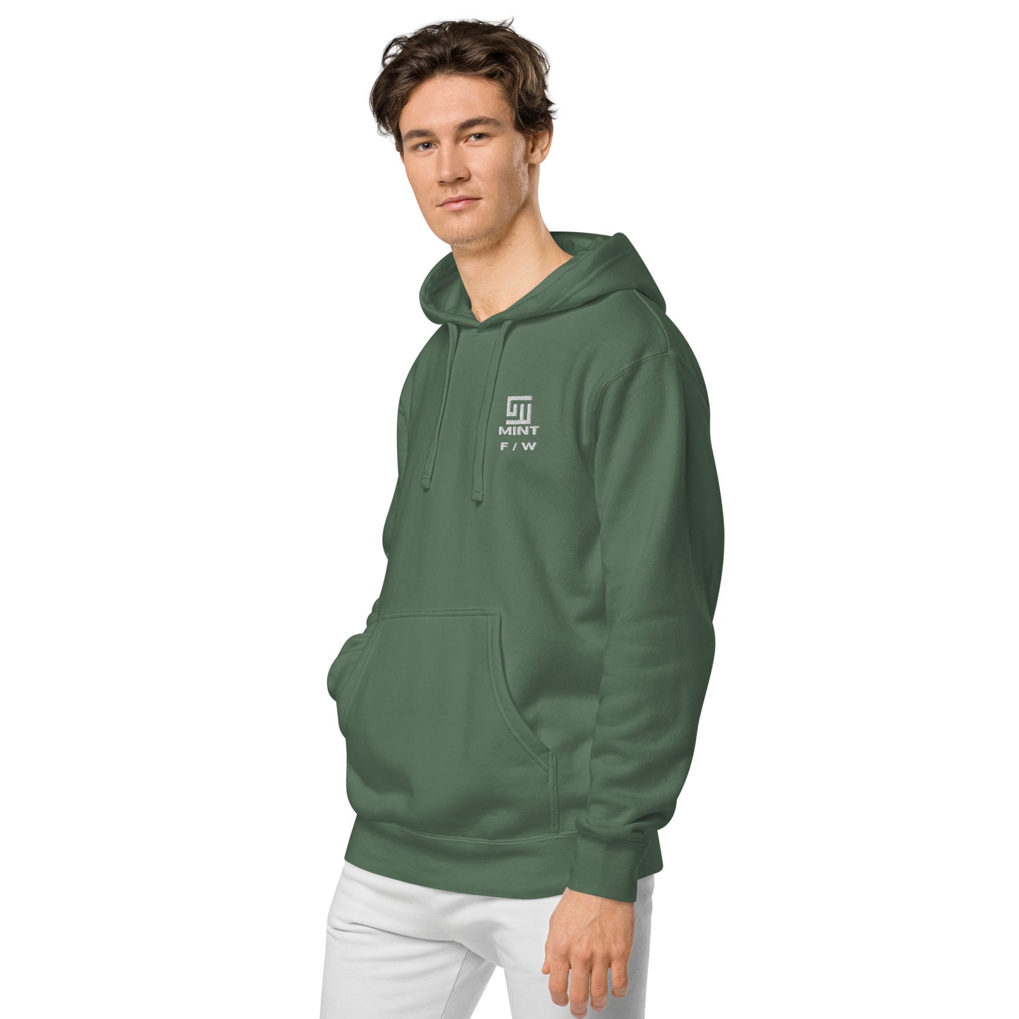 Mint Pigment-dyed Embroidery Labyrinth Logo hoodie