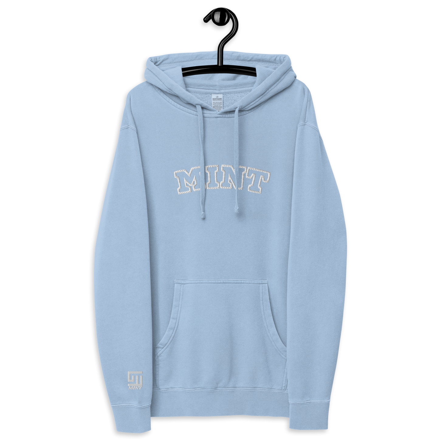 Mint Pigment-dyed Embroidery Sky Blue hoodie