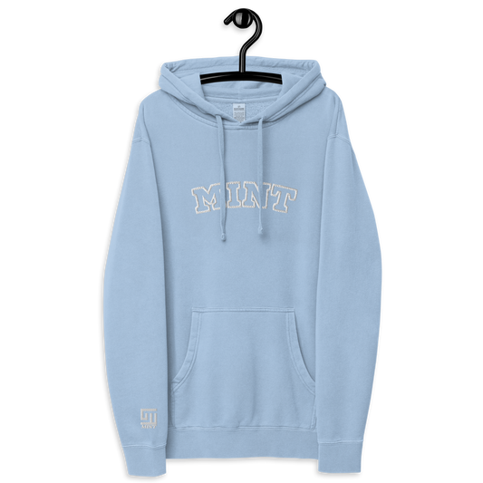 Mint Pigment-dyed Embroidery Sky Blue hoodie