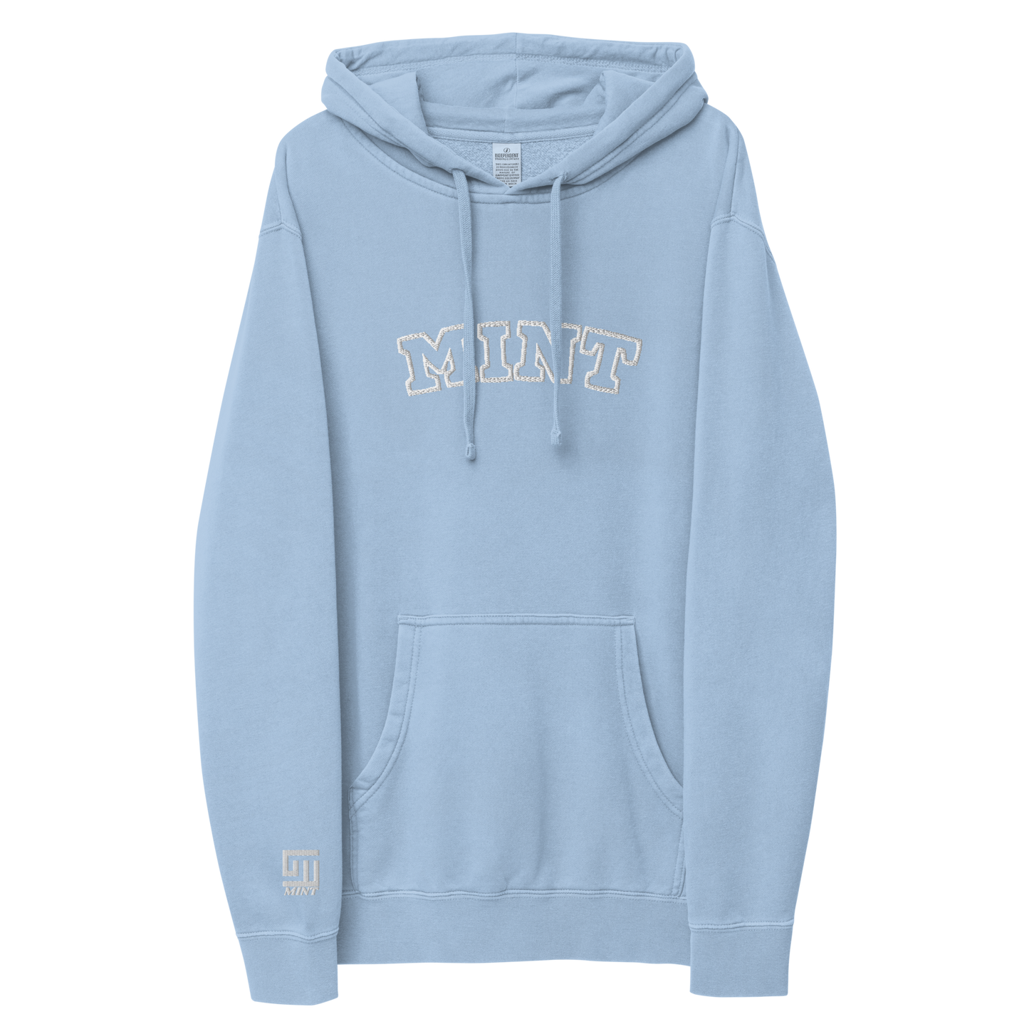 Mint Pigment-dyed Embroidery Sky Blue hoodie